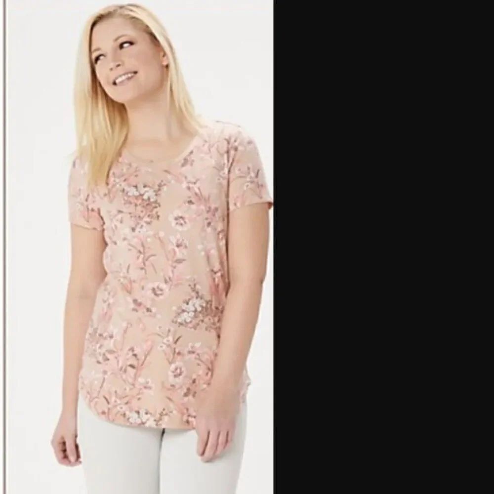 NWOT Isaac Mizrahi! Short-Sleeve Knit Top Floral | Size XXS
